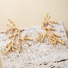 1 Pair Coral Ocean Themed Luxury Fashion Asymmetrical Exquisite Bohemian Style Earrings, Zinc Alloy Material, Suitable For Women To Wear On Beach Vacations And Parties