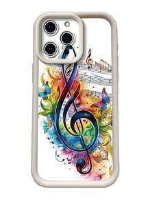 1 pieza Funda de silicona para teléfono de moda, resistente a las huellas dactilares y rayones, con diseño de nota musical colorida, compatible con Apple///OPPO/Realme/Infinix