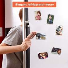 1pc Acrylic Magnetic Refrigerator Photo Frame, Double-Sided Fridge Magnetic Frame Clear Display, Decor For Home Use