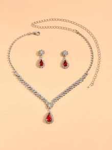 4 Stücke/Set Damen einfacher eleganter Wassertropfen Anhänger Halskette, Ohrringe, Armband Schmuckset, Braut Hochzeitskleid Accessoire, Party/Alltags Tragen