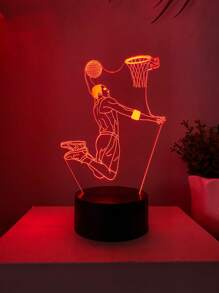 1 件 3D 篮球夜灯，创意触控 7 色更衣室装饰灯，送给篮球迷的绝佳礼物
