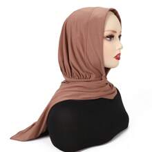 1pc Instant Hijabs For Women, Convenient Button Fastened Slip-Resistant Headscarves - Multicolor - View 8