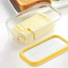 Latest [Butter Slicer Storage Container] 1 Count, 2in1 Butter Cutter Box, Butter Slicer And Storage Container With Lid, Butter Box, Glass Bitter Saucer With Cover, Creative Butter Dish, Butter Keeper With Cutter Wire, Kitchen Stuff, Kitchen Gadgets - 黃色 - 查看 2