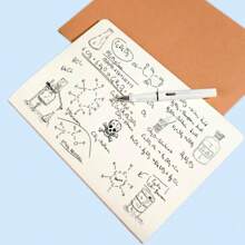 1 68 页复古牛皮纸笔记本、网络格式练习本、水平线抄写本、空白书写本、草稿本、素描本、日记本 - 棕色 - 查看 5