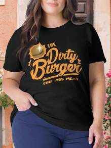 Dirty Burger Oversize Women T-Shirt Best Seller Big Oversize Funny Gift For Mom Dad Brother Sister - Birthday Surprise! - Black - View 1