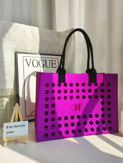 Borsa shopper in feltro premium, borsa a mano in feltro traforata