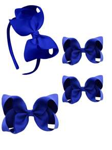 4pcs Girls' Bowknot Bow Hair Clips & Headbands, Cute, Elegant, Versatile, Matching, Suitable For Mother's Day, School
