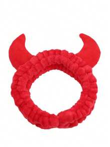 3pcs Cute Horns Headbands, Multifunctional Hair Accessories, Makeup Remover, Wrist Strap Home Bathroom Decor Fall Decor Back To School Hair Accessories