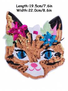 1 pieza Parche de gato de dibujos animados lindo y brillante de color rosa para niña, bordado de poliéster, adecuado para ropa, accesorios, todo el año
