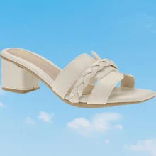 Comfortable H Clog Sandal With Braid Block Heel - 香檳色 - 查看 5