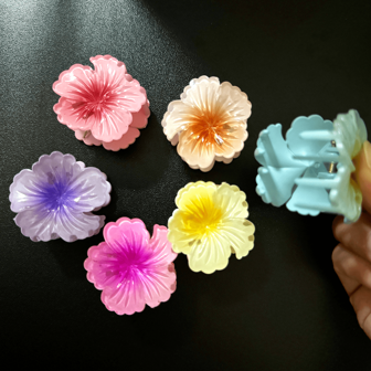 6pcs Gradient Color 4cm Bohemian Hair Clips, Fashion Seaside Resort Hair Claw Clamps Accessories Fall Winter Flower Claw Clip Hair Accessories For Women For Vacation Outfits Woman