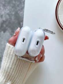 Minimalist Solid Color Material 1pc Transparent Earphone Shockproof Case With Earphone Case Hook Compatible With Apple True Wireless Earbuds Cover For Galaxy Buds2 Pro Galaxy Buds 3 Pro Suitable For Personal Use Or As A Gift Spring Birthday Gift - White - View 5