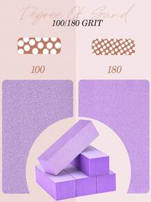 1 件/5 件/10 件/20 件，Maryton 指甲抛光块，中等/细砂 100/180 抛光抛光块，适用于丙烯酸指甲凝胶抛光指甲，专业修脚修指甲抛光套件 - 紫色 - 查看 3