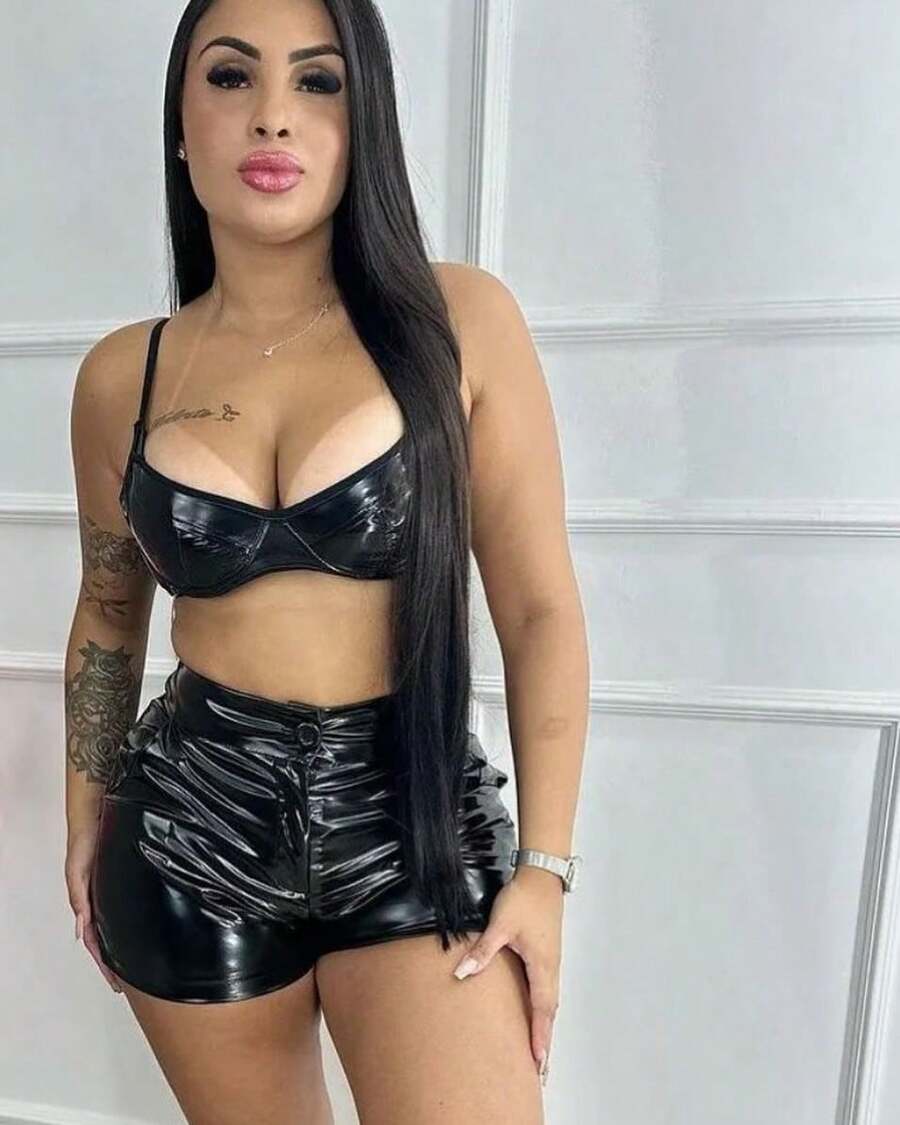 Adjustable Cropped Vinyl Set Without Padding Plus Shorts Side Pockets Foreign Blogger June Party Summer Winter Original  Quality - 黑色 - 查看 1