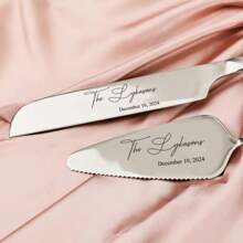 Engraved Cake Cutting Set, Cake Cutter Serving Set, Wedding Cake Set, Wedding Gift, Anniversary Keepsake, Wedding Gift For Bridal Shower - Silver - View 2