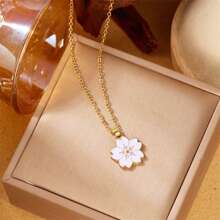 1 pieza Collar colgante con flor de varios pétalos, elegante y refrescante, adecuado para uso diario, fiestas, vacaciones, regalo para familia, esposa, amigos, cumpleaños, aniversario