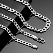 Collar de cadena de plata de ley 925 para hombre, longitud de 40-75cm, con cierre de langosta, regalo para compromiso y aniversario