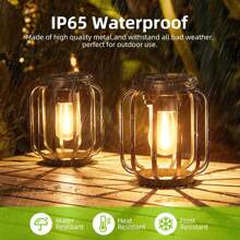 RANGDONG 1pc/2pcs Solar Lantern Outdoor Light, Upgraded Metal Solar Lantern Lamp, IP65 Waterproof Pendant Light For Courtyard, Garden, Patio, Walkway Decor