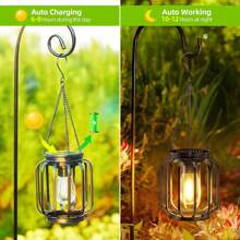 RANGDONG 1pc/2pcs Solar Lantern Outdoor Light, Upgraded Metal Solar Lantern Lamp, IP65 Waterproof Pendant Light For Courtyard, Garden, Patio, Walkway Decor