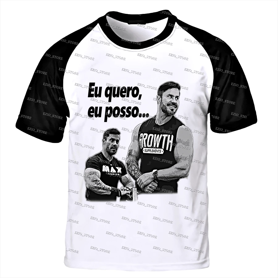 Renato Cariani T-Shirt I Want I Can Unisex Workout Blouse Shirt Gym Meme Renato Cariani Gym Fitness CrossFit Basic T-Shirt Women's And Men's Workout T-Shirt - 黑與白 - 查看 1