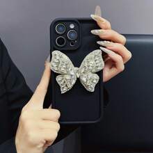 1pc Fashionable Bling Butterfly Bling Rhinestones Protective Phone Case, Compatible With Iphone 12/13 Pro Max, Honor X7, Galaxy A56 5G, Infinix Smart 8, Infinix Hot 40i, Tecno Spark 20/20C, Tecno Spark Go 2024, Redmi Note 14 5G, Moto E22/E22i, OPPO A54, Minimalist Design, Suitable For Daily Use And Carrying Out