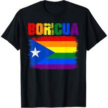 Retro Boricua Gay LGBTQ Pride Ally Puerto Rican Rainbow Flag Gift T-Shirt 100% Cotton