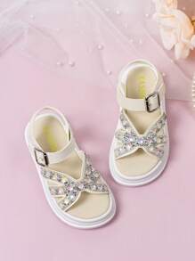 2025新款凉鞋，时尚凉鞋，亮钻珍珠凉鞋，波西米亚复古风凉鞋，软底耐磨休闲凉鞋，厚底凉鞋， - 白色 - 查看 1