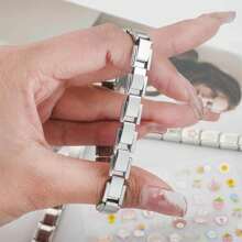 1 pieza Brazalete expandible desmontable de acero inoxidable con 18 articulaciones de moda, adecuado para hombres