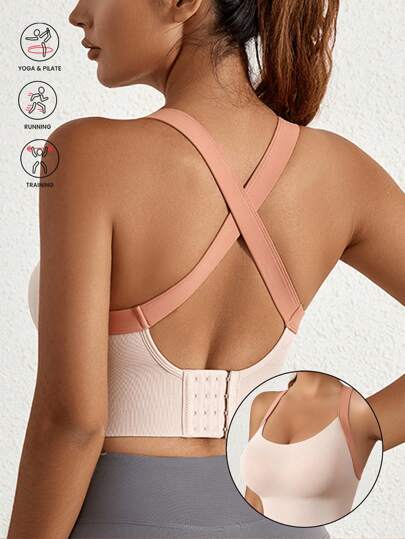 Gym Push Up BH Women Sports Back Closure High Impact Workout Sport Fitness Wear Yoga Brassiere Sportswear, Lingerie view 2