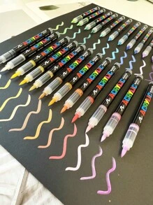12/24/36/48 Colors Direct Liquid Soft Head Acrylic Marker Pen, Acrylic Paint Pens For Wood, Canvas, Stone, Rock Painting, Ceramic Surfaces, Chritmas Card Making Back To School
