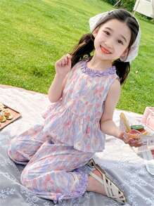 小女孩新款夏装，休闲可爱两件套，儿童夏季服装，女孩服装