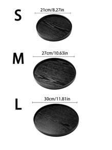 1 件/2 件/3 件圆形木质托盘，黑色 - 用于盛放食物、小吃、饮料、寿司、牛排、披萨、甜点、蛋糕、面包、早餐托盘、咖啡托盘、茶托盘、熟食店、厨房、圣诞礼物 - 黑色 - 查看 4