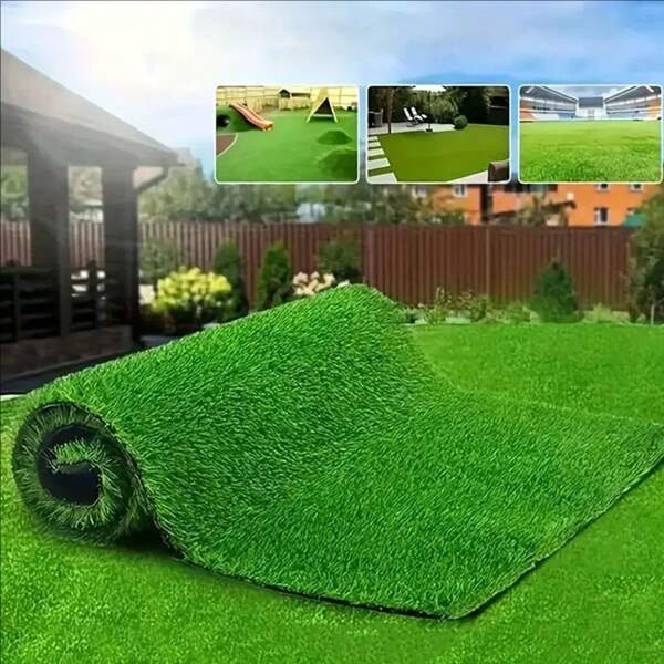1 Pc Evergreen Artificial Grass Mat, Interlocking Turf For Indoor/Outdoor Decoration, Garden, Playground, Party, Pet Training, Backyard Landscaping