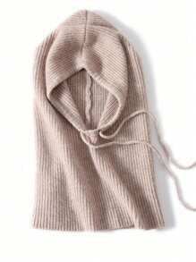 1 pezzo Set di berretto lavorato a maglia e sciarpa per donna, design a balaclava, caldo e antivento per l'autunno/inverno, colletto staccabile alla moda