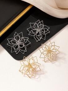 1 Pair Bohemian Style Wire Flower Earrings, Suitable For Women's Daily And Travel Holiday Wear