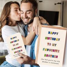 1, "Happy Birthday To My Favorite Brother" Birthday Card, A Unique Birthday Gift For Men, Suitable For Brothers, Husbands, Boyfriends, Best Friends, Small Business Supplies Thank You Card - Multicolor - View 2