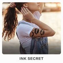 INK SECRET 1PC Lip Print Waterproof Herbal Tattoo Stickers For Men And Women, Handsome And Cool Symbols, Arms, Calves, Waist, Collarbone, Chest And Back - Black - View 3