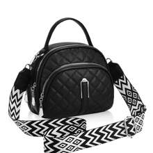 Casual Round Crossbody Bag With Zipper, Multi-Pocket Shoulder Wallet Suitable For Commuting, Distinctive Diamond-Quilted PU Leather Women Crossbody Bag, Multipurpose Shoulder Bag With Adjustable Strap