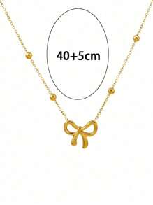 1 件蝴蝶结项链，简约时尚，适合日常休闲佩戴 - 金色 - 查看 4