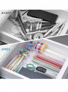 31pcs Radikor Transparent Plastic Drawer Organizers, 4 Different Sizes Storage Boxes For Bathroom, Vanity, Kitchen, Office, Stationery, Cosmetics, Jewelry