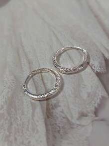 1 Pair Elegant Chic Luxurious Simple Versatile Personalized Geometric Design Glimmer Hoop Earrings, Suitable For Daily Wear And Dates