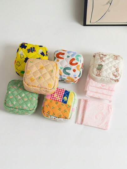 1 Piece Floral Tampon Storage Bag, Portable Travel Bag, Coin Purse, Lipstick Envelope. A Stylish Cosmetic Bag That Can Store Sanitary Napkins And Paper Towels,For Holiday Beach, Bathroom Collection, Bedroom Collection, Large Capacity