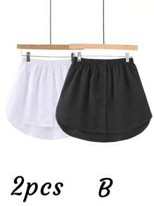 2件/1纯色屁帘下摆，分层遮盖臀部，搭配连帽T恤作为打底，半身腰裙作为打底的神器，适合日常穿着