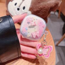 可爱粉色透明蝴蝶保护套，适用于 Redmi Buds 6 Active/5/6S/7S 蓝牙无线耳机、Redmi Buds 6/6Play/4Lite/6lite 充电盒、Redmi Buds 3pro/4Pro/5Pro/6PRO 耳机盒