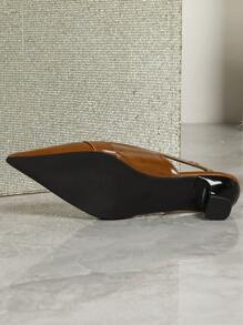 Women's Pointy Toe Low Heel Wine Glass Heel Sandals, Fashion Versatile French Elegant Minimalist Slide Shoes