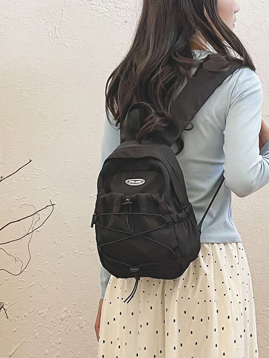 Dedoo Japanese Ins Mini Backpack Female High-Capacity Students Commuting Bag Simple Joker Travel Backpack., School Backpack - Black - View 1