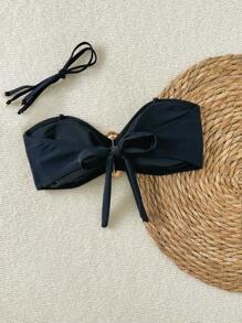 بكيني نسائي بدون حمالات ذو طراز بوهو مع أشرطة قابلة للفصل ، للشاطئ والعطلات