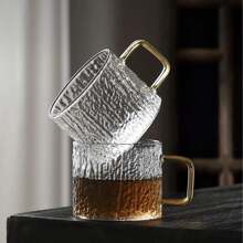 12/6/4/2 Stücke Set Berentextur 150ml kompakte, elegante, hitzebeständige, transparente konzentrierte Kaffee-Gläser, Kaffeetasse, Glas-Tasse, Kung-Fu-Heißgetränke-Tasse, Kaffee-Zubehör Tee Set