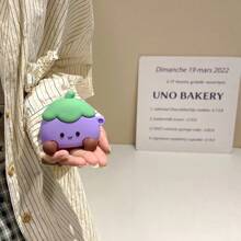 时尚欧美卡通茄子苹果蓝牙耳机壳适用于Airpods Pro 2/4/3代，防震硅胶耳机保护套 - 紫色 - 查看 1