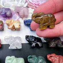 1 件/5 件/10 件/15 件随机材质天然水晶 1 英寸大象雕刻小雕像动物宝石能量石礼物适合男士女士 - 彩色 - 查看 8